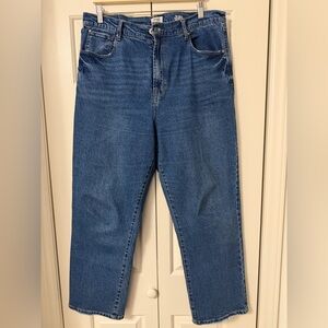 Kensie High Rise Jeans Women Size 14 Blue Straight Leg Frayed Hem Denim Pants